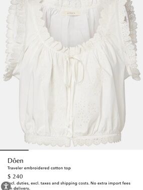 Doen traveler Embroidered Cotton Top